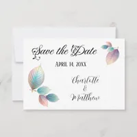 Ethereal Beauty Soft Tone Whimsical Pastel Leaves Save The Date