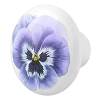 Pansy Face Purple Ceramic Knob