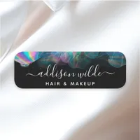 Holographic Alcohol Ink Business Name Tag