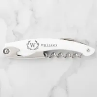 Monogram Family Name Laurel Crest Waiter's Corkscrew