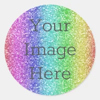 Create Your Own Metallic Rainbow Glitter Faux Foil Classic Round Sticker