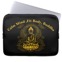 Gold Buddha Sitting in Lotus Pose Laptop Sleeve