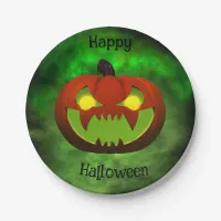 Spooky Evil Halloween Pumpkin Paper Plates