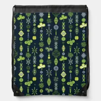 Shamrock Clover Minimal Modern Pattern Dark Blue Drawstring Bag