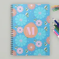 Monogrammed Vibrant Folk Art Floral Pattern Notebook