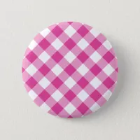 Pink Gingham Pinback Button