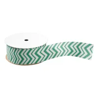 Christmas Chic Green & White Zig-Zag Stripe Grosgrain Ribbon