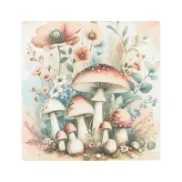 Cottage Core | Vintage Mushrooms and Flowers  Metal Print