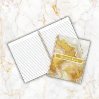 Modern Gold & White Agate Geode Monogram |  Notebook