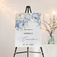 Dusty Blue Floral Quinceañera Welcome Sign