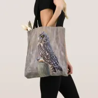 Short-Eared Owl with Vole Tote Bag