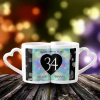 Elegant 34th Opal Wedding Anniversary Celebration Coffee Mug Set