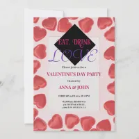 Modern Eat, Drink and Love Valentine's Day Party Invitation