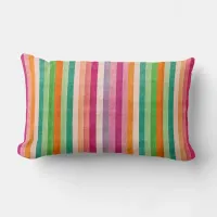 Red and Green Vibrant Stripe Throw Pillow