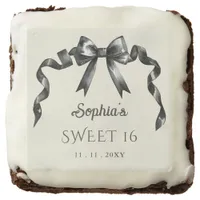 Elegant Watercolor Coquette Black Bow Sweet 16 Brownie