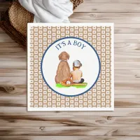 Baby Boy and Dog Baseball Themed Baby Shower Napkins