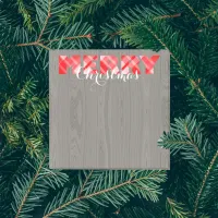 Merry Christmas Red Festive Plaid Script On Wood  Post-it Notes