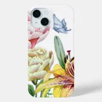 Beautiful Watercolor Floral Garden w/Butterfly iPhone 15 Case