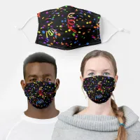 Confetti Streamers Celebration Party Black Adult Cloth Face Mask