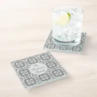 Monochrome Square design  Glass Coaster