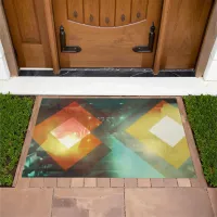 Seventies Orange Abstract Techno Triangles Doormat