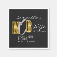 Mob Wife & Cocktails Black Bach Bachelorette Party Napkins