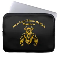 Gold Bold Bison Graphic Design Laptop Sleeve