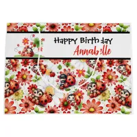  Watercolor Ladybug Birthday  Large Gift Bag