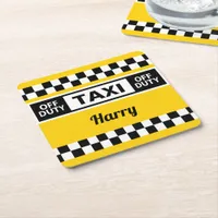 Taxi Driver Yellow Cab Off Duty Retirement Square Paper Coaster