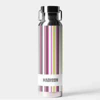 Trendy Modern Personalized Stripes Water Bottle