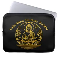 Gold Looking Buddha Seated in Serene Meditation Laptop Sleeve