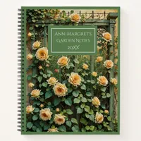 Vintage Trellis and Peach Rambling Rose Garden Notebook