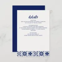 Mexican Navy Blue Talavera Tiles Wedding Enclosure Card