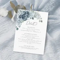 Dusty Blue Watercolor Floral Wedding Details Enclosure Card