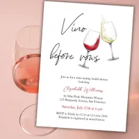 Modern Red Wine Vino Before Vows Bridal Shower Invitation