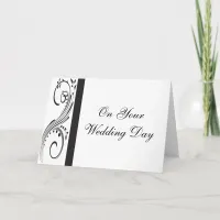 Black and White Swirls Blended Family Wedding Card