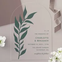 Green Leaf Arch Modern Wedding Acrylic Acrylic Invitations