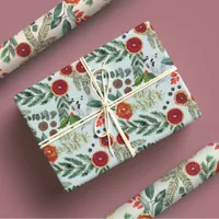 Modern Pastel Scandinavian Christmas Winter Forest Wrapping Paper Sheets