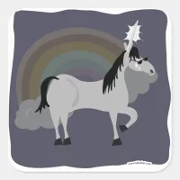 Funny Sad Emo Unicorn Alone Square Sticker