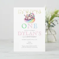 Little Dragon Halfway to One Pink 6 Month Birthday Invitation