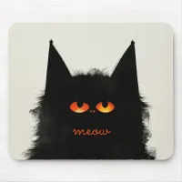 Grumpy Black Cat Mouse Pad