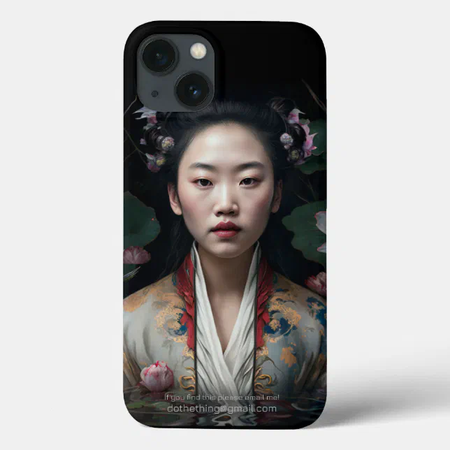 Chinese Lady In Water Lotus Flowers Oil Painting iPhone 13 Case