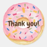 Donuts Sprinkles Watercolor Modern Cute Thank You Classic Round Sticker