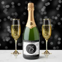 Elegant 75th Diamond Wedding Anniversary Sparkling Wine Label