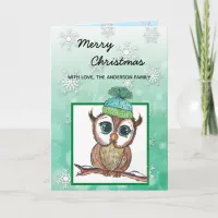 Festive Winter Owl Merry Christmas Card