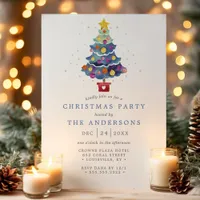 Modern Watercolor Christmas Tree Holiday Party Invitation