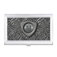 Embossed Metal Shield Monogram ID139 Case For Business Cards