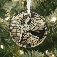 Golden Bronze Angel Stained Glass Window Glass Ornament