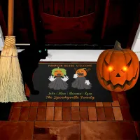 Halloween Pumpkin Heads Spooky Ghouls Custom Name Doormat