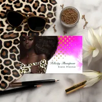 Glam Chic Afro Boss Lady QR Code Business Card